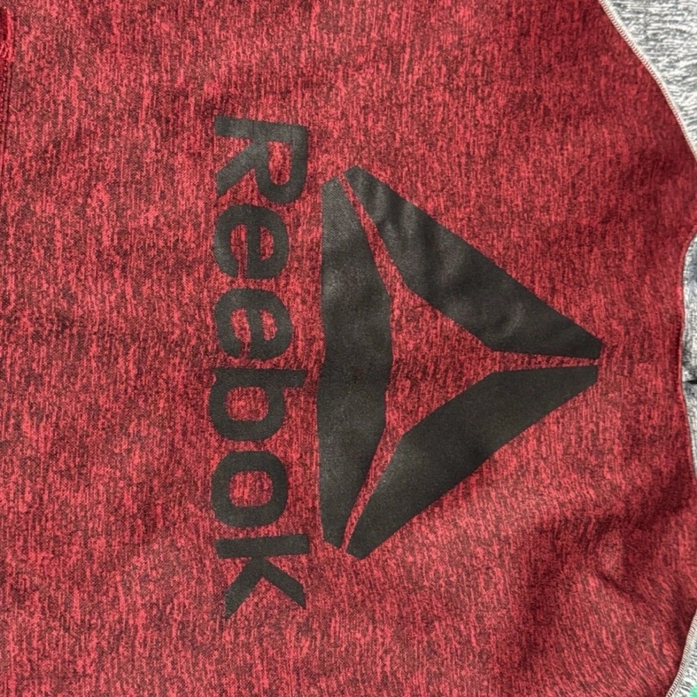 Vintage Reebok Heathered Red & Grey sweatshirt with Black Logo, S/XS, unisex